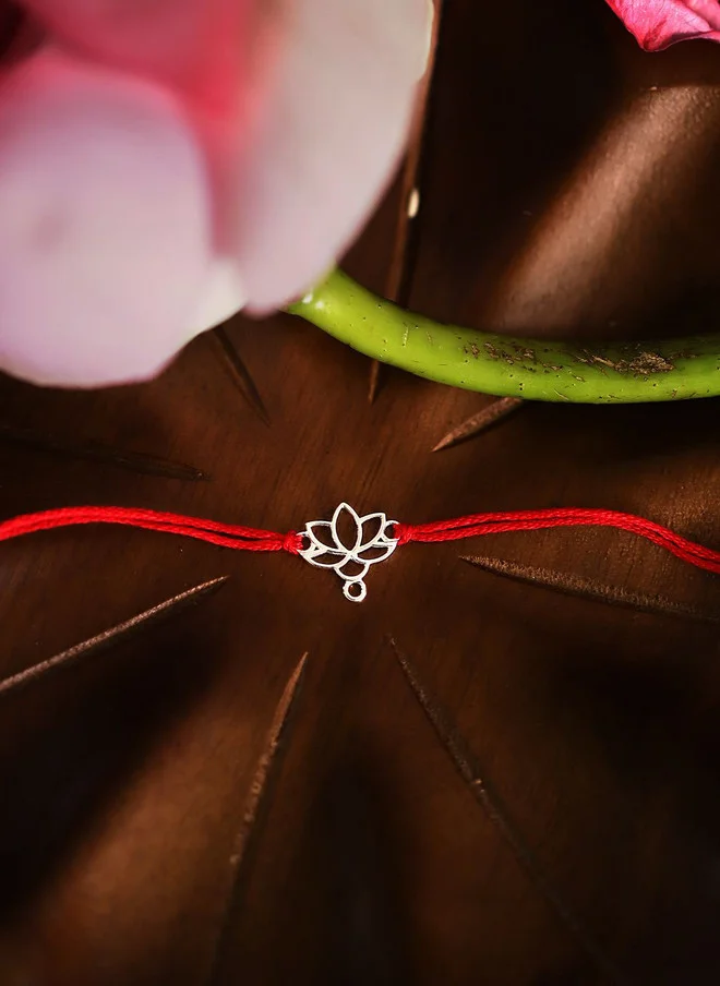 Bonkids BONKIDS Boys 925 Silver Lotus Charm Thread Rakhi