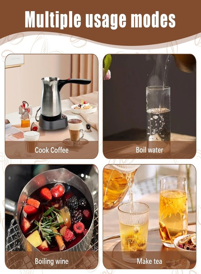 Hopoint Electric Turkish Coffee Pot, 600ml Stainless Steel 110V Heating Kettle with Foldable Anti-Scald Handle for Home and Travel, Fast Brew Maker Arabic Greek Tea Milk (Smooth Pot Surface) - Image 5