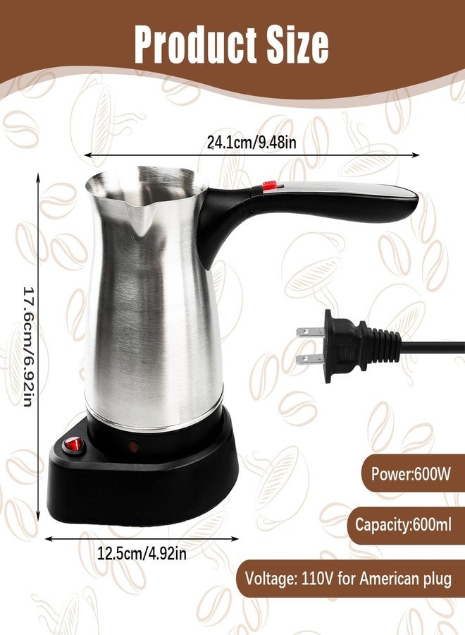 Hopoint Electric Turkish Coffee Pot, 600ml Stainless Steel 110V Heating Kettle with Foldable Anti-Scald Handle for Home and Travel, Fast Brew Maker Arabic Greek Tea Milk (Smooth Pot Surface) - Image 2