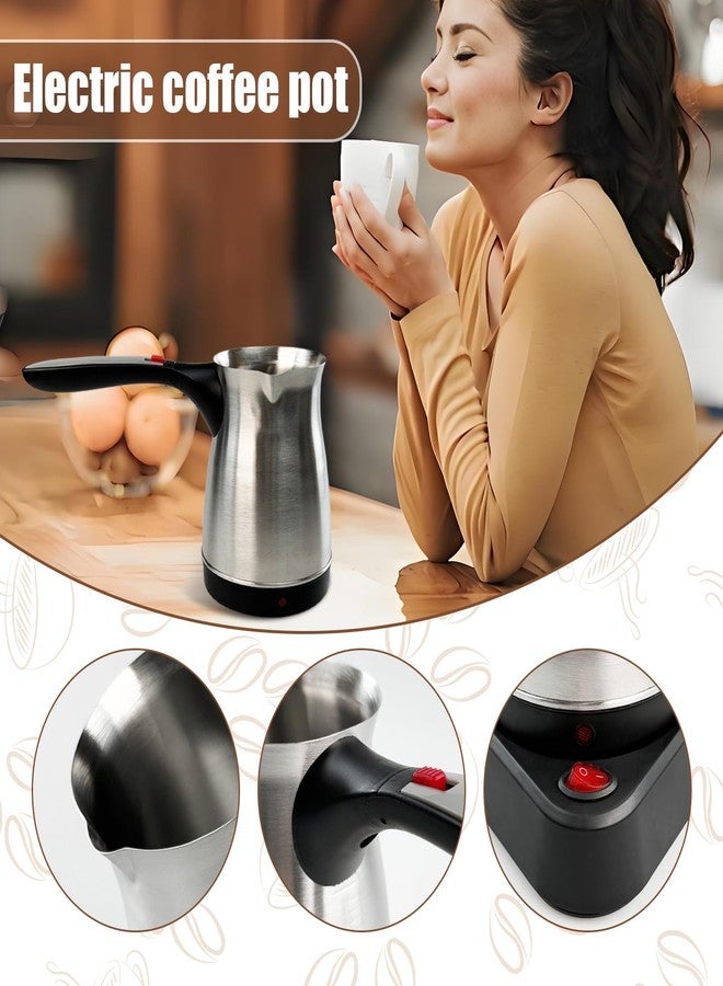 Hopoint Electric Turkish Coffee Pot, 600ml Stainless Steel 110V Heating Kettle with Foldable Anti-Scald Handle for Home and Travel, Fast Brew Maker Arabic Greek Tea Milk (Smooth Pot Surface) - Image 4