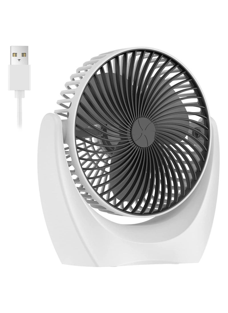 Arabest Desk Fan Small USB Fan with Cord, 2-Speed Powerful Airflow, Quiet Operation Portable Fan Adjustable Head 210° Rotatable Mini Personal Fan for Bedroom Home Office Desktop, 6.6 Inch (White)  - Image 1