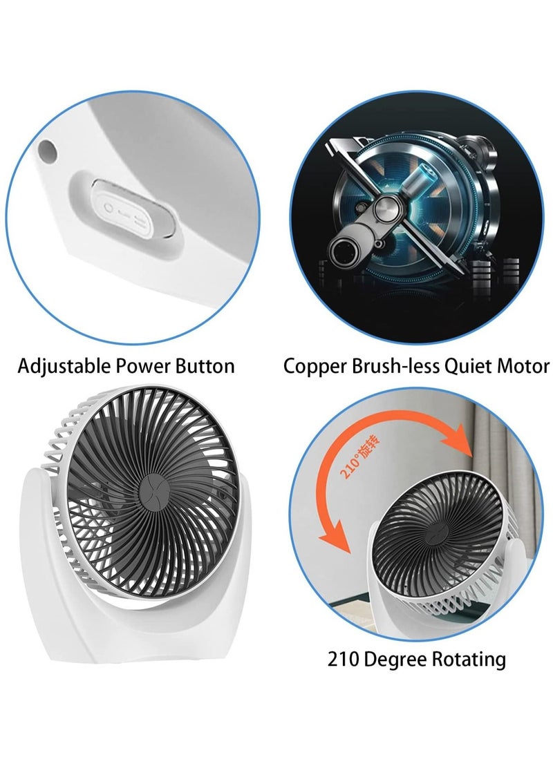 Arabest Desk Fan Small USB Fan with Cord, 2-Speed Powerful Airflow, Quiet Operation Portable Fan Adjustable Head 210° Rotatable Mini Personal Fan for Bedroom Home Office Desktop, 6.6 Inch (White)  - Image 4