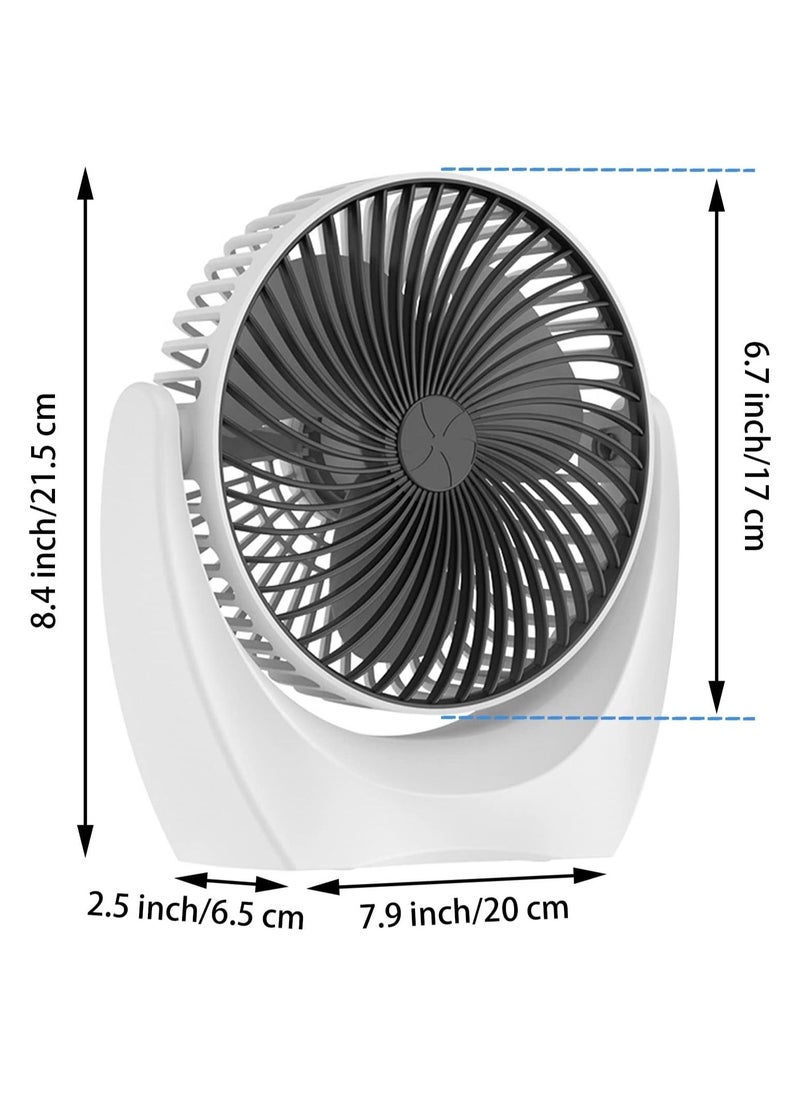 Arabest Desk Fan Small USB Fan with Cord, 2-Speed Powerful Airflow, Quiet Operation Portable Fan Adjustable Head 210° Rotatable Mini Personal Fan for Bedroom Home Office Desktop, 6.6 Inch (White)  - Image 2