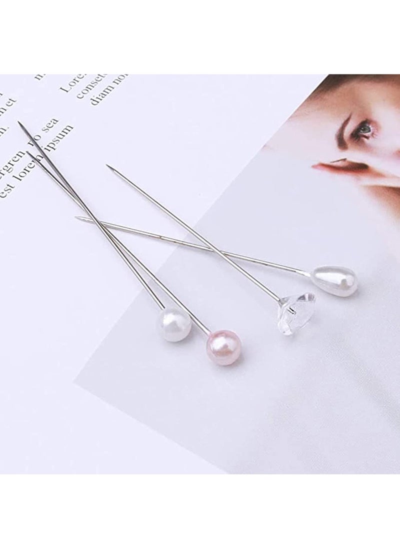 SYOSI - 400Pcs Sewing Pins, 4 Styles Pearl Head Pins Crystal Head Corsage Pins for Dressmaking Jewelry Components Flower Decoration, Banquet Wedding Party Anniversary, Diy, Multiple Colors - Image 1