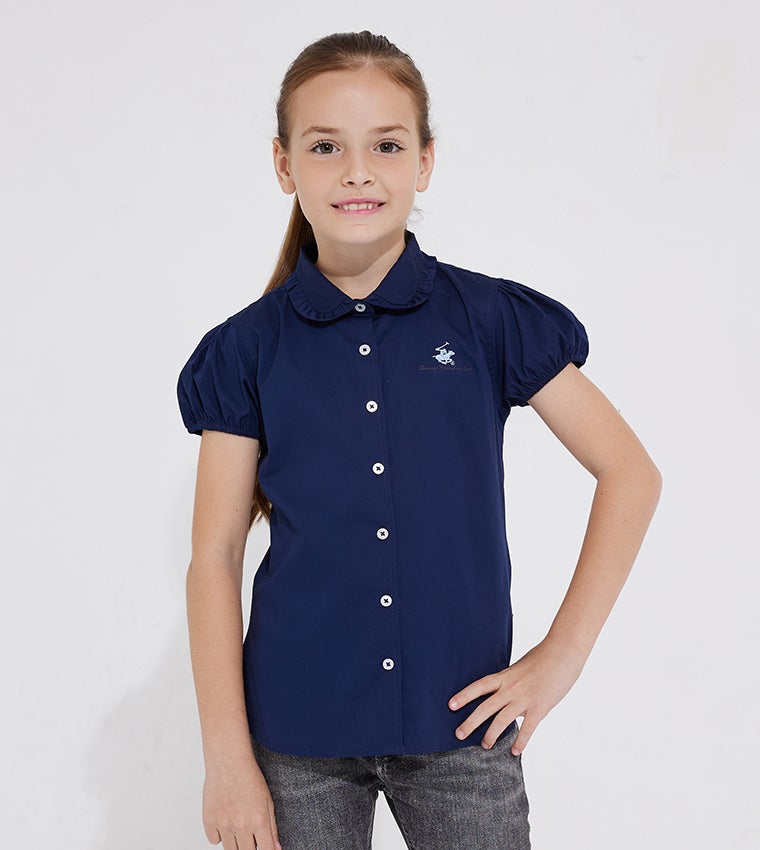 BEVERLY HILLS POLO CLUB Girl’s Puff Sleeves Button Front Shirt
