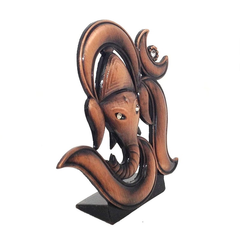 GCT OM Ganesh Idol OM Ganesha Statue Ganpati Vinayaka Murti B61 Brown Metal Statue for Home Dcor Car Dashboard Mandir Pooja Murti Temple Puja Office Table Showpiece - Image 3
