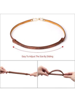 Leather Skinny Women Thin Waist Belts For Dresses Up To 37 Inches With Golden Buckle 2 Pack (01-Black+Brown, Waist Size Below 37 Inches) - pzsku/Z787BC16F351E2845DB31Z/45/_/1735567074/e729907e-d2fb-4b36-afff-e5bf57404e48