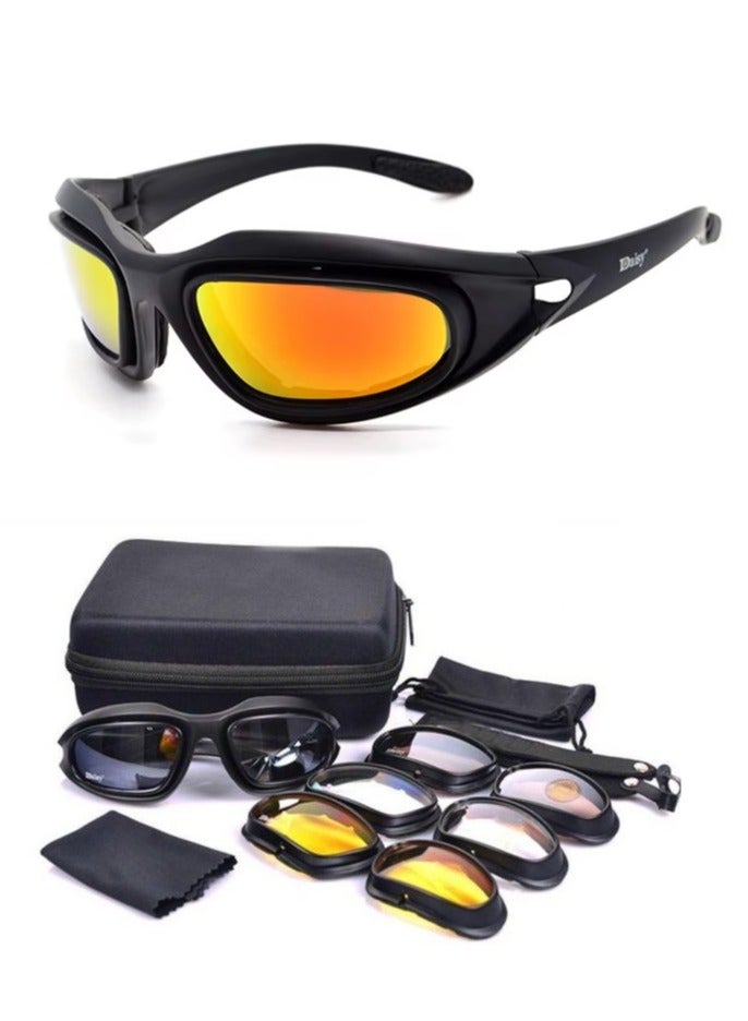 Tactical Multi-Sports Polarized Sunglasses Outdoor UV400 Protection, Unisex, Interchangeable ,Goggles with 4Lense, Exclusive to Seller's INFINITYHANDMADE