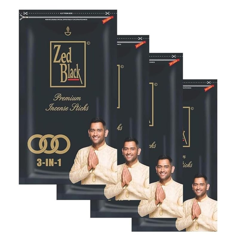 Zed Black 3 in 1 Premium Incense Sticks - Aroma Fragrance Sticks for Refreshing and Alluring Environment - Pack of 4 - Image 1