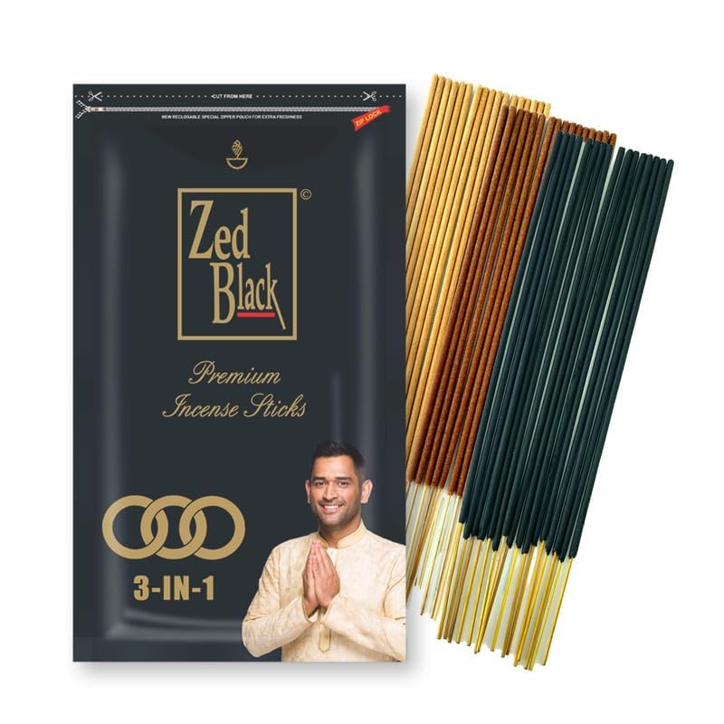 Zed Black 3 in 1 Premium Incense Sticks - Aroma Fragrance Sticks for Refreshing and Alluring Environment - Pack of 4 - Image 3