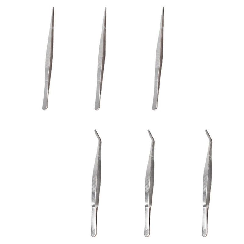 6Pcs 304 Stainless Steel Gardening Tweezers Set Straight Curved For Succulent Bonsai - Image 2