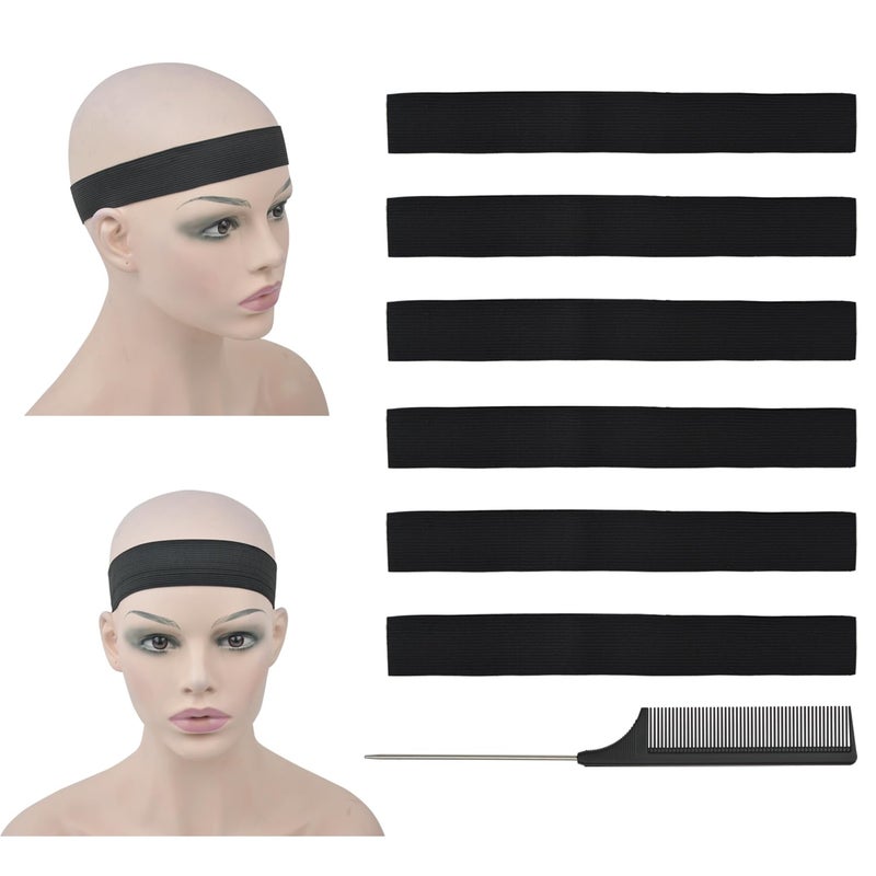 6 Pcs Elastic Band Lace Melting Bands Adjustable Wig Headbands for Lace Frontal Laying Width 14 Inch