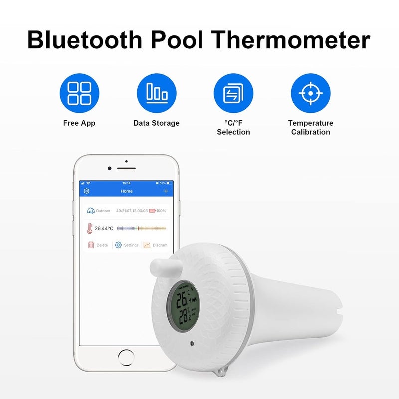 Bluetooth Floating Pool Thermometer IBS-P01B with Precision Probe - Image 2