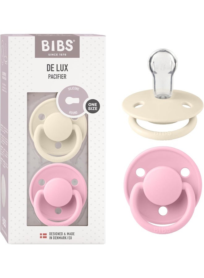 BIBS De Lux Soother 2-Pack - Ivory/Baby Pink - Image 1