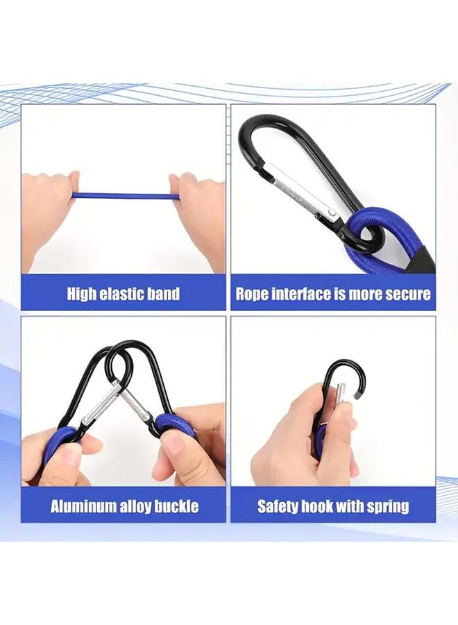 Blue Heavy Duty Elastic Ropes with Hooks 90cm for Outdoor Camping Tent Setup - Image 4