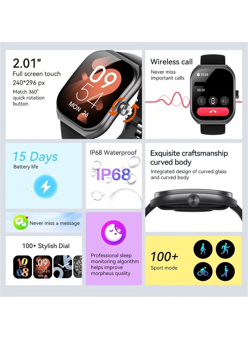 TCH Calling Smart Watch Z10 Pro Swift Men Women Bluetooth Call Z10 Pro Amoled Display Touch Screen Fitness Tracker, Heart Rate Blood Oxygen Sleep Monitor, Activity Tracker Waterproof 1 ATM for Android and IOS Phones 7 Days Battery (UAE Version) - Image 2