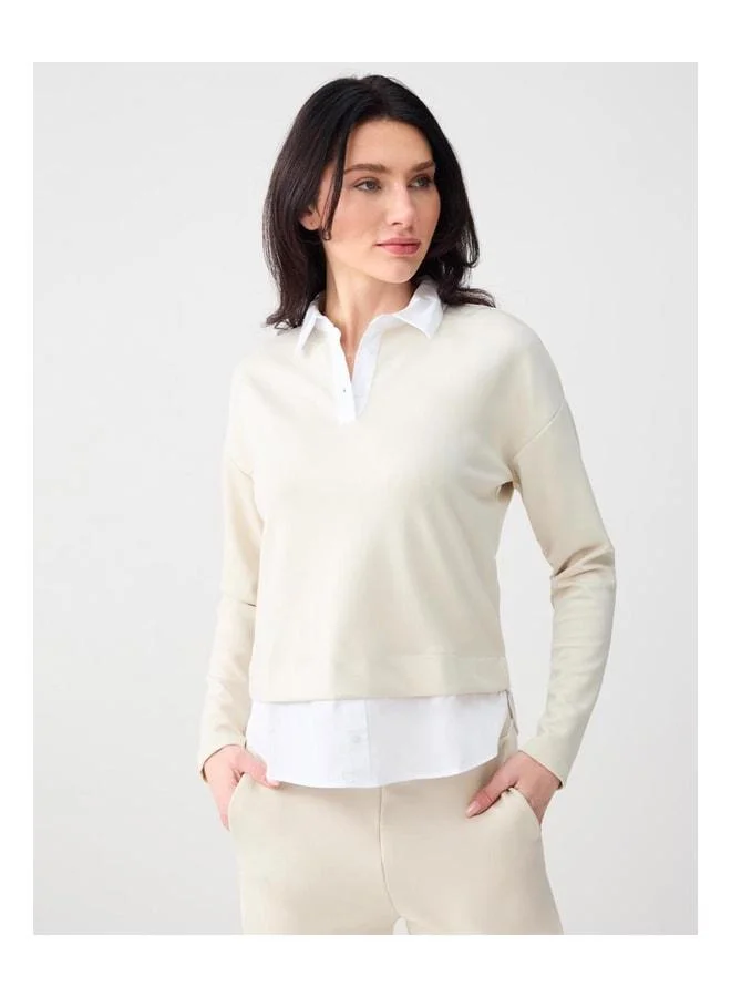 Jimmy Key Stone Shirt Collar Long Sleeve Modal Knit Sweatshirt