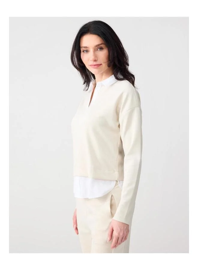 Jimmy Key Stone Shirt Collar Long Sleeve Modal Knit Sweatshirt