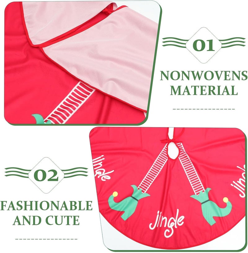 Fashion Red Christmas Tree Skirt Non-Woven Fabric Embroidered Tree Skirt Decoration for Holiday Party and Home Seasonal Décor - Image 3