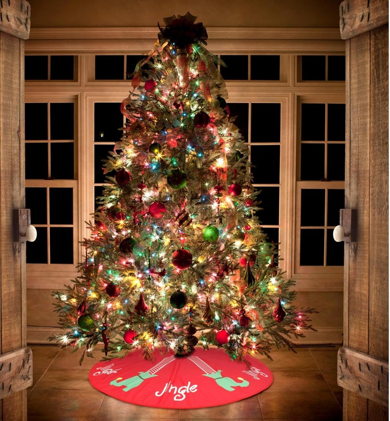 Fashion Red Christmas Tree Skirt Non-Woven Fabric Embroidered Tree Skirt Decoration for Holiday Party and Home Seasonal Décor - Image 5