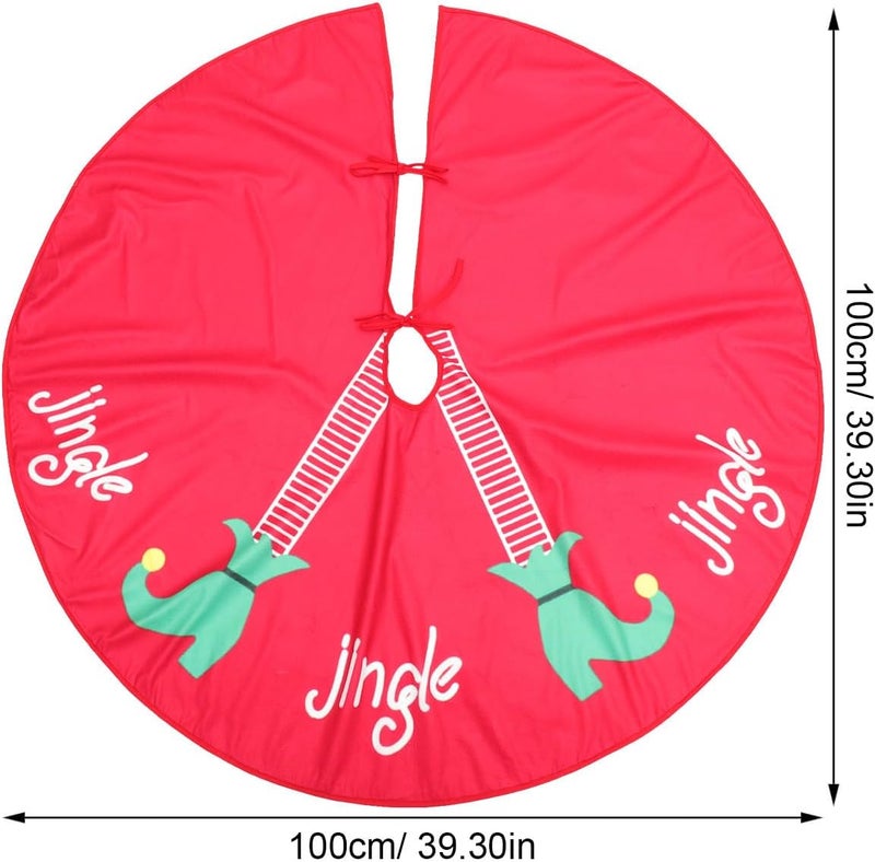 Fashion Red Christmas Tree Skirt Non-Woven Fabric Embroidered Tree Skirt Decoration for Holiday Party and Home Seasonal Décor - Image 2