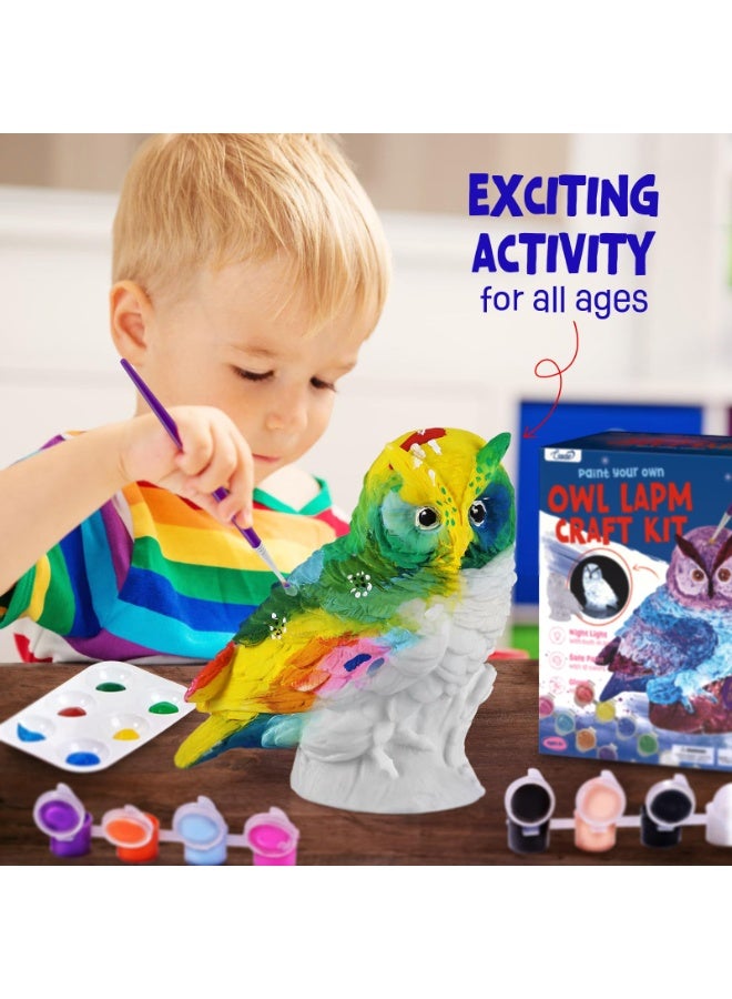 ONE TO FOUR Paint Your Own Owl Lamp Kit, Art Supplies Arts & Crafts Kit, Painting kit for Kids 6-12, Arts and Crafts for Kids Ages 8-12, Toys Girls Boy Birthday Gift Ages 6 7 8 9 10 11 12+ - Image 5