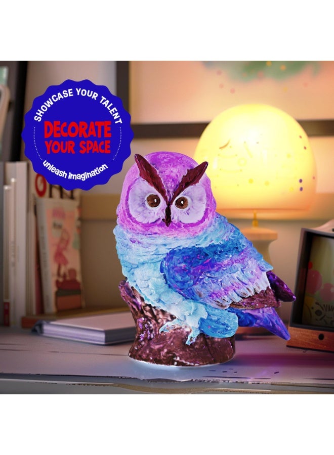 ONE TO FOUR Paint Your Own Owl Lamp Kit, Art Supplies Arts & Crafts Kit, Painting kit for Kids 6-12, Arts and Crafts for Kids Ages 8-12, Toys Girls Boy Birthday Gift Ages 6 7 8 9 10 11 12+ - Image 3