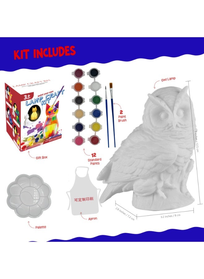 ONE TO FOUR Paint Your Own Owl Lamp Kit, Art Supplies Arts & Crafts Kit, Painting kit for Kids 6-12, Arts and Crafts for Kids Ages 8-12, Toys Girls Boy Birthday Gift Ages 6 7 8 9 10 11 12+ - Image 2