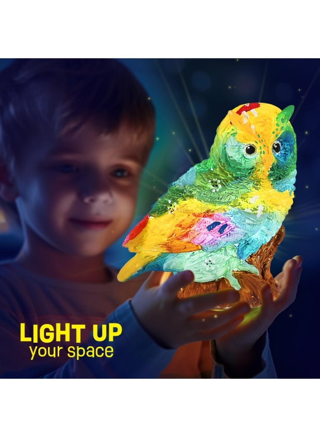 ONE TO FOUR Paint Your Own Owl Lamp Kit, Art Supplies Arts & Crafts Kit, Painting kit for Kids 6-12, Arts and Crafts for Kids Ages 8-12, Toys Girls Boy Birthday Gift Ages 6 7 8 9 10 11 12+ - Image 4