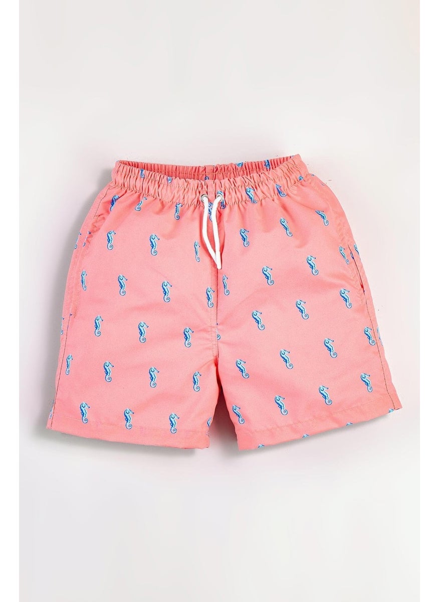 Gold Class Kidswear Sea Horse Patterned Water Repellent Men's Swim Shorts  - Image 1