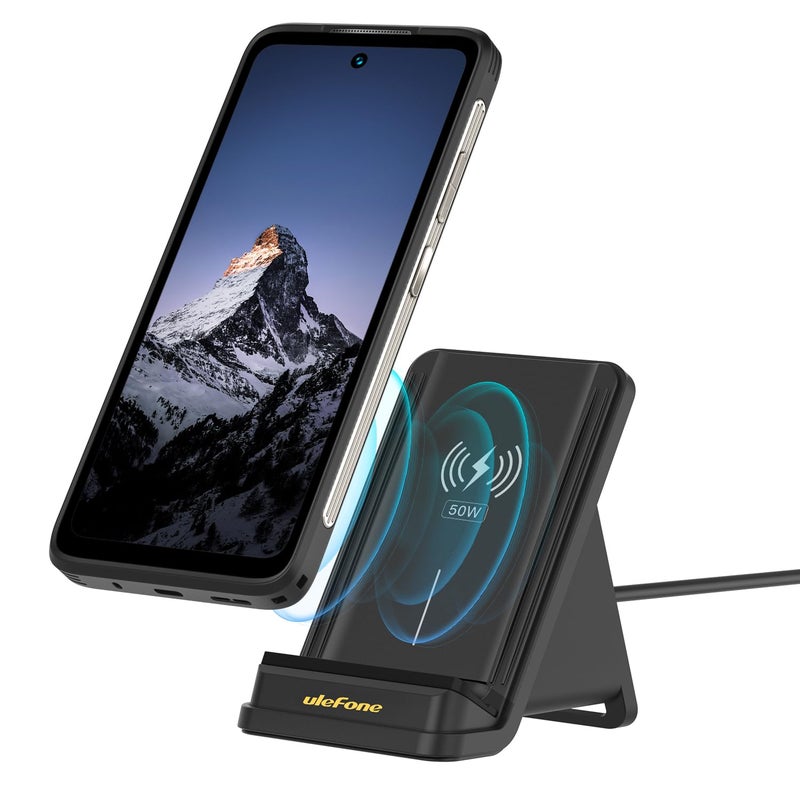 Ulefone WCS01 50W Wireless Charger, 50W Max Fast Wireless Charging Stand, Fast Charge Compatible with Ulefone Armor 23/25/27/28 Series(No AC Adapter) - Image 1