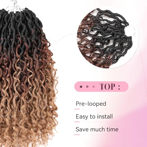 Aipin New Goddess Locs Crochet Hair 18 Inch Boho River Locs Hippile Wavy Crochet With Curly Hair In Middle And Ends Braids Hair Extensions (8 Packs,18 inch, OM3T3027) - Image 3