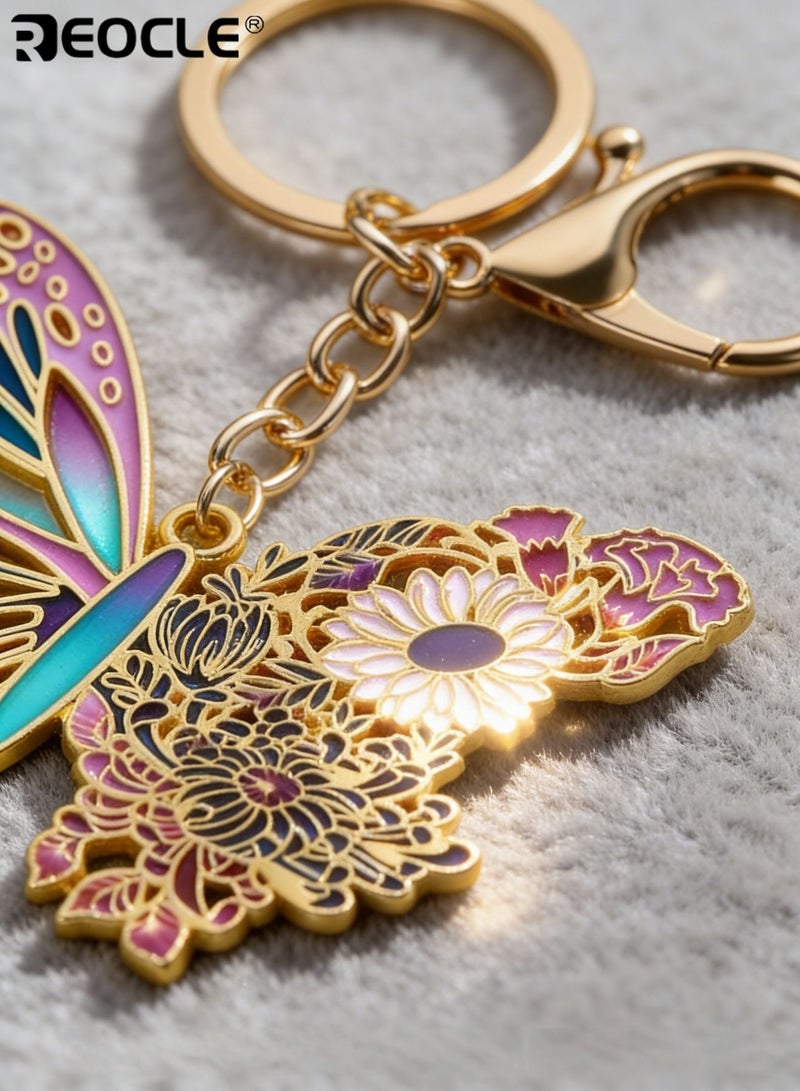 ريوكل سلسلة مفاتيح جميلة على شكل فراشة مزخرفة بزخارف نباتية حامل مفاتيح مزخرف بشكل معقد إكسسوار متعدد الاستخدامات للاستخدام اليومي والهدايا - Image 5