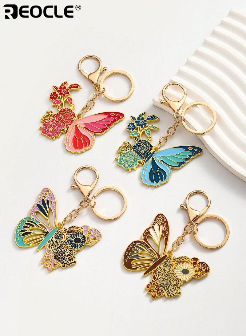 ريوكل سلسلة مفاتيح جميلة على شكل فراشة مزخرفة بزخارف نباتية حامل مفاتيح مزخرف بشكل معقد إكسسوار متعدد الاستخدامات للاستخدام اليومي والهدايا - Image 3