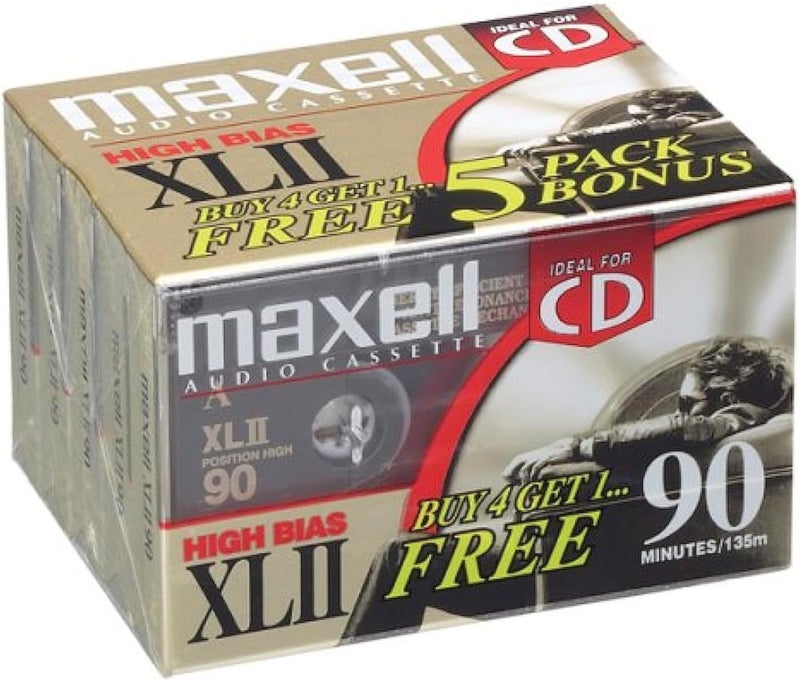 Maxell Xlii 90 High Bias Audio Cassette Tape 5Pack - Image 1