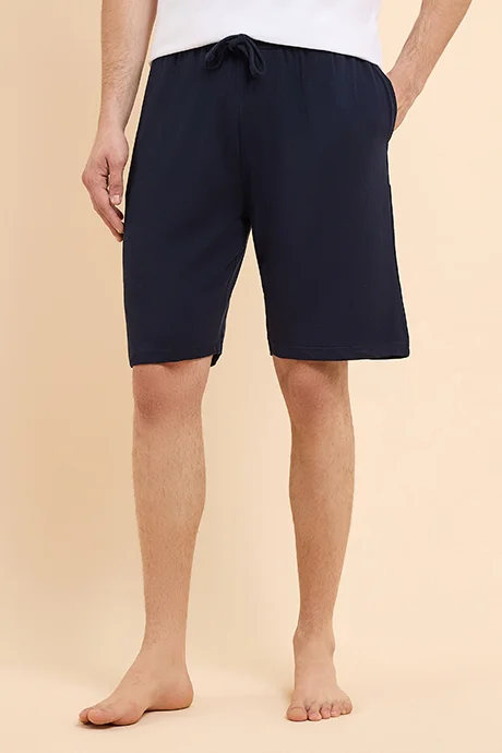 أر أند بي Solid Lounge Shorts with Drawstring Waist