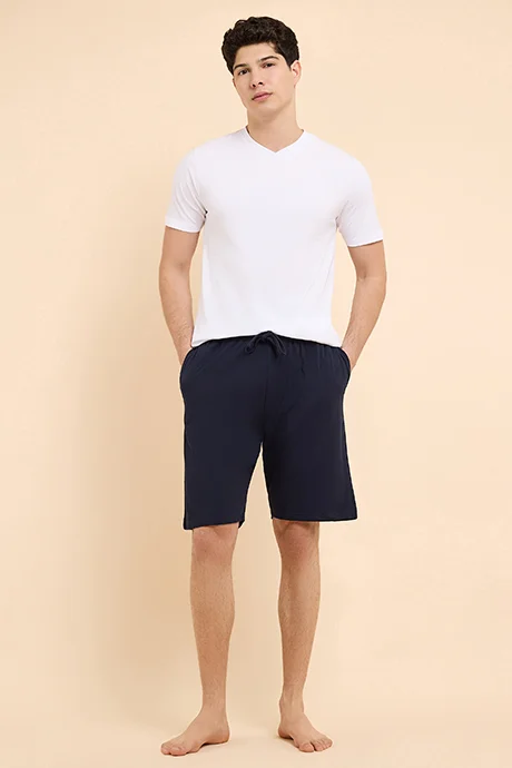 أر أند بي Solid Lounge Shorts with Drawstring Waist