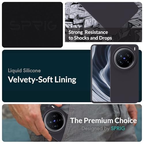 SPRIG Compatible with vivo x200 Pro Premium SilkTone Back Cover Drop Tested Shock Proof Mobile Case for Men, Women, Boys and Girls with Camera Protection (Charcoal Grey) - Image 2