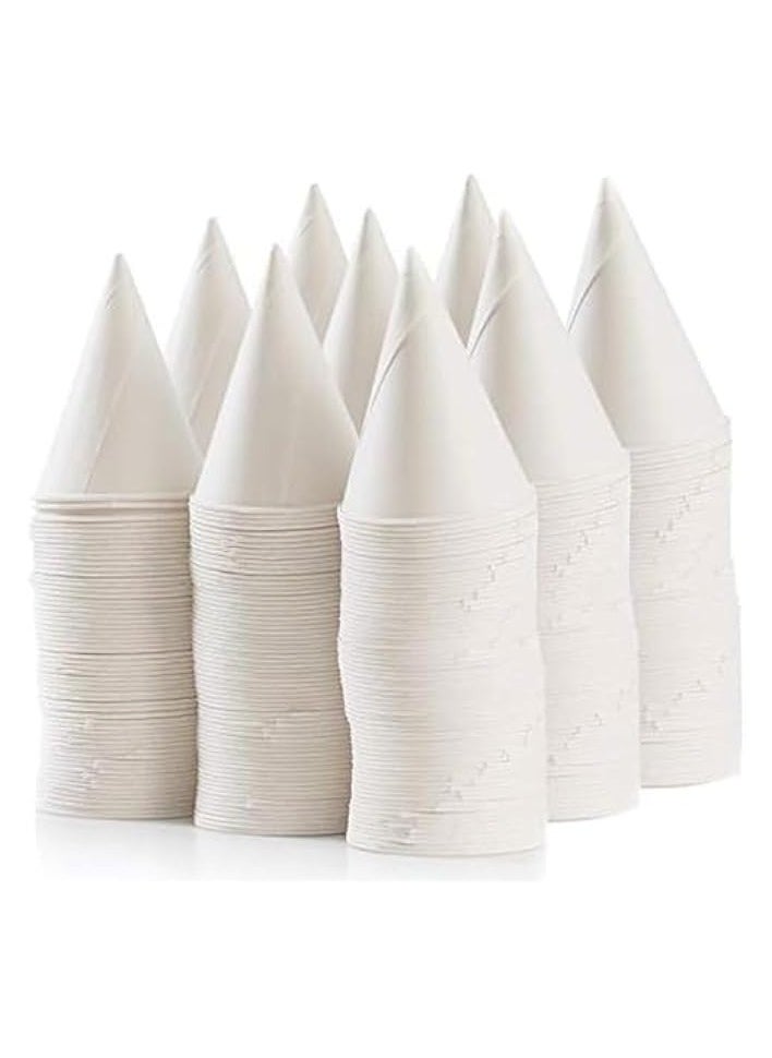 erorex - 100 Pack White Snowcone Paper Cups 4.5Oz Snow Cone Cups - Pack of 100 Rolled Rim Paper Cone Cups, White Disposable Cups for Ice cream - Image 1
