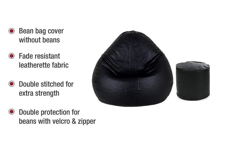 TRUE 2 F XXXL Teardrop Bean Bag Cover Foot Stool Only Without Beans Black XXXL - Image 4
