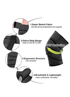 Knee Wraps for Leg Calf Thigh Extra Long Elastic, All Purpose Support Wrap Brace Compression Bandage for Pain Relief Weightlifting, Powerlifting Squats, for Men & Women (Black) (2Pcs) - pzsku/Z787C72F93C5E7B6F9000Z/45/_/1731134443/a11fd151-3da3-41e8-966a-65cb3419889e