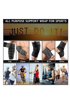 Knee Wraps for Leg Calf Thigh Extra Long Elastic, All Purpose Support Wrap Brace Compression Bandage for Pain Relief Weightlifting, Powerlifting Squats, for Men & Women (Black) (2Pcs) - pzsku/Z787C72F93C5E7B6F9000Z/45/_/1731134445/6529c54b-5aa5-4dc4-8a5a-60446857e1c4