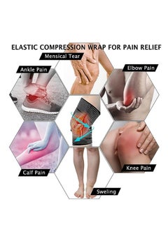 Knee Wraps for Leg Calf Thigh Extra Long Elastic, All Purpose Support Wrap Brace Compression Bandage for Pain Relief Weightlifting, Powerlifting Squats, for Men & Women (Black) (2Pcs) - pzsku/Z787C72F93C5E7B6F9000Z/45/_/1731134447/9f56da1e-474a-4541-8ef8-609816ffe861