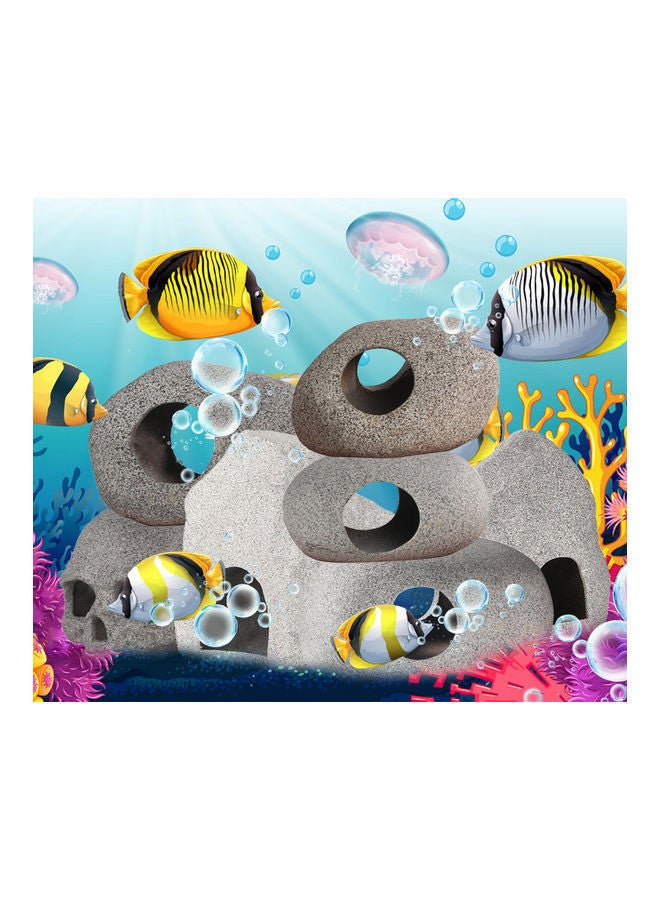 NIBEMINENT Aquarium Ceramic Cave Decoration Cichlid Stone Grey 18 x 15cm - Image 3