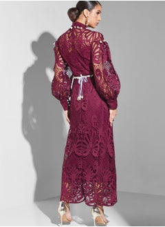 Threadz by Ajooni Lace and Shell Detail Maxi Dress  - Image 2
