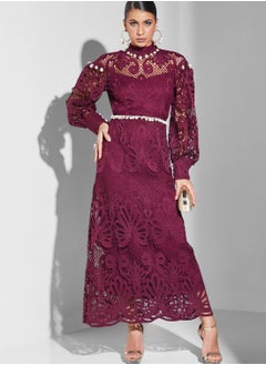 Threadz by Ajooni Lace and Shell Detail Maxi Dress  - Image 4
