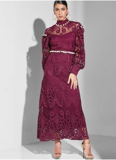 Threadz by Ajooni Lace and Shell Detail Maxi Dress  - Image 1
