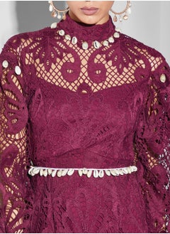 Threadz by Ajooni Lace and Shell Detail Maxi Dress  - Image 3