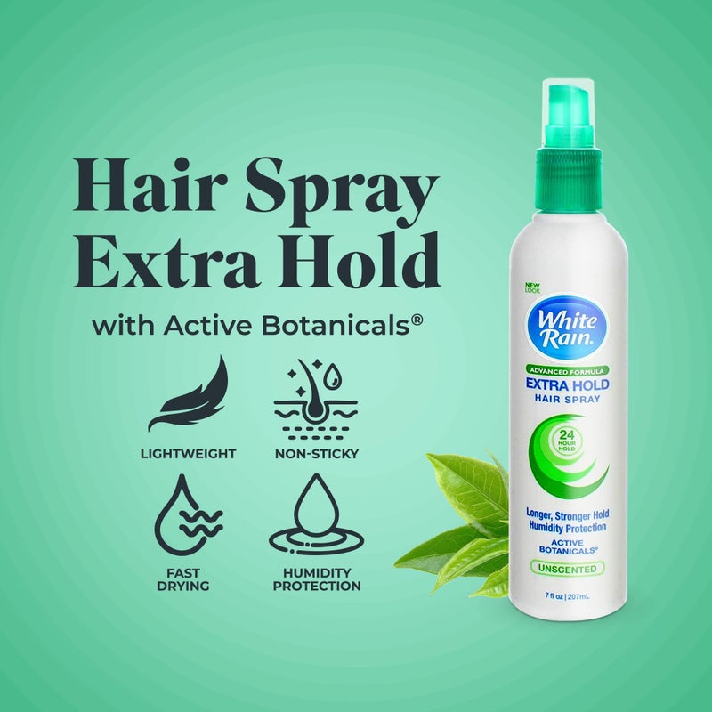 White Rain Hairspray Extra Hold Unscented, 7 oz (Pack of 2) - Non-Aerosol Hair Spray Extra Hold for Men & Women, Advanced Formula with Humidity Protection, Fragrance-Free, Non-Sticky, All Hair Types - Image 2
