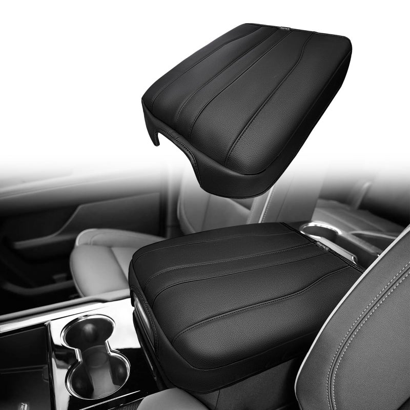 Muslogy Center Console Armrest Cover Fit for Chevy Silverado GMC Sierra 2019-2026, GMC Yukon & Chevy Tahoe & Suburban 2021-2026 Accessories, Armrest Pad Console Lid Cushion Vegan Leather Regular Thick - Image 1